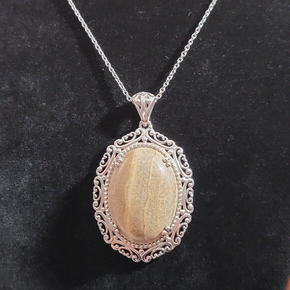 Picture Jasper Pendant Stainless Steel Necklace - Picture 4 of 8